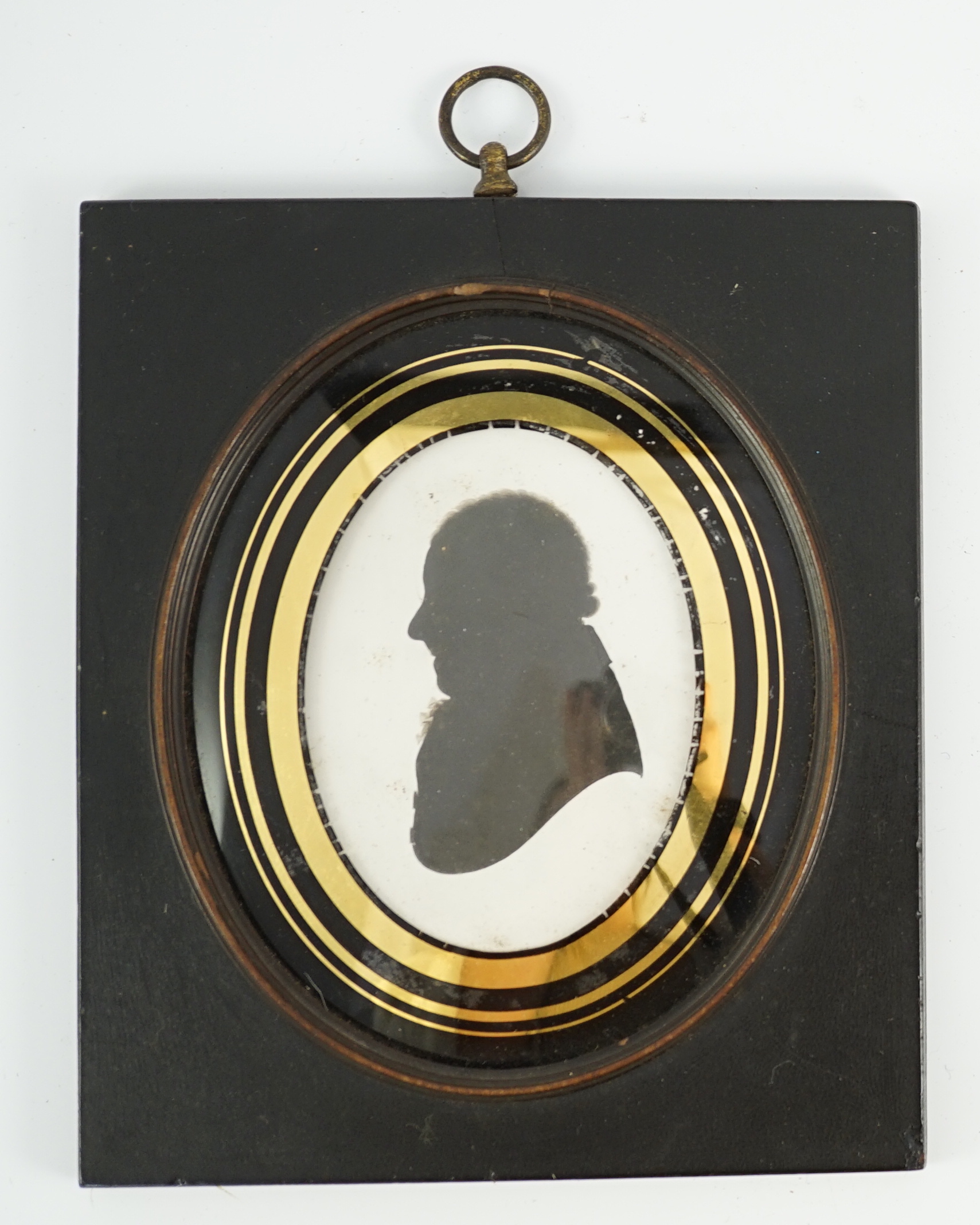 John Miers (1752-1821) and John Field (1772-1848), Silhouette of a gentleman, painted plaster, 8.2 x 6cm.